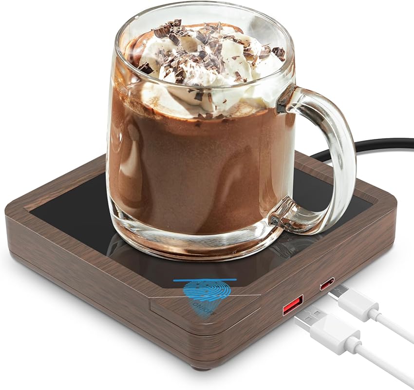 Coffee Mug Warmer with 2 USB Ports, Auto Shut-Off, and Candle Wax Heat