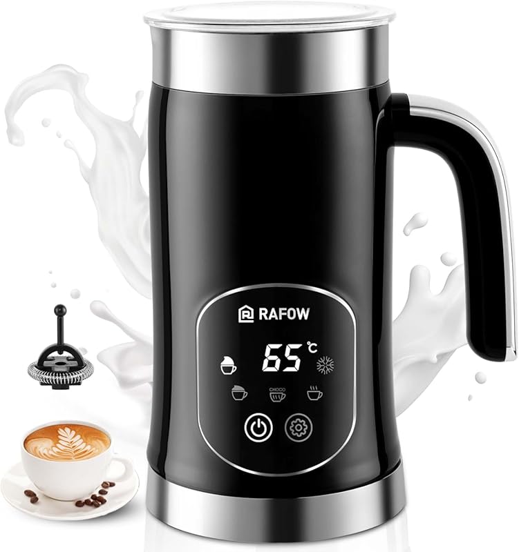 Upgraded 5-in-1 Milk Frother and Steamer with 11.8oz Capacity, LED Tou