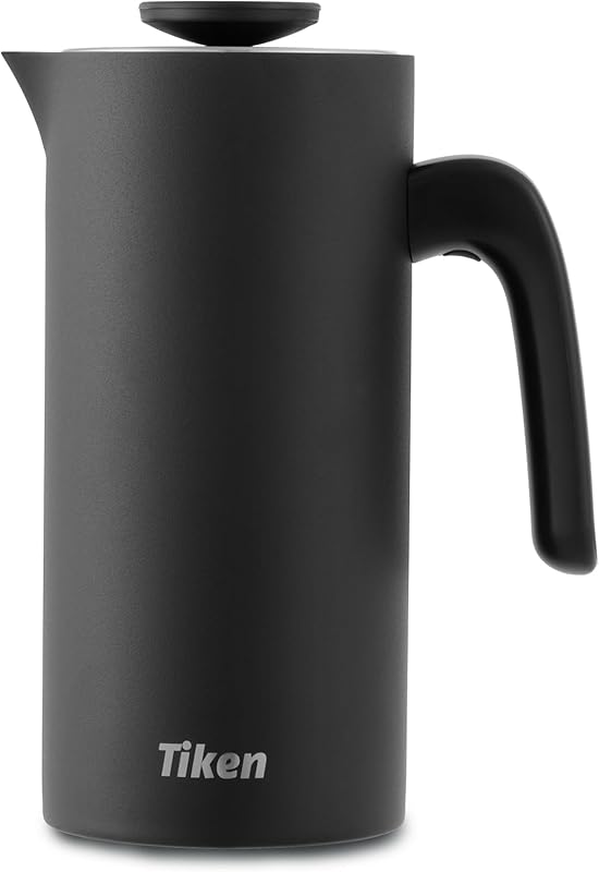 Tiken 34oz Black Stainless Steel Double-Wall Vacuum Insulated French P