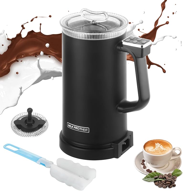 4-in-1 500W Electric Milk Frother with Silent Operation, Warm and Cold