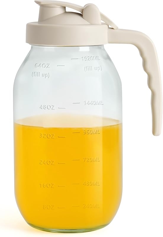 YORY 2 Quart Glass Pitcher with Filter Lid, Airtight Cold Water Jug fo