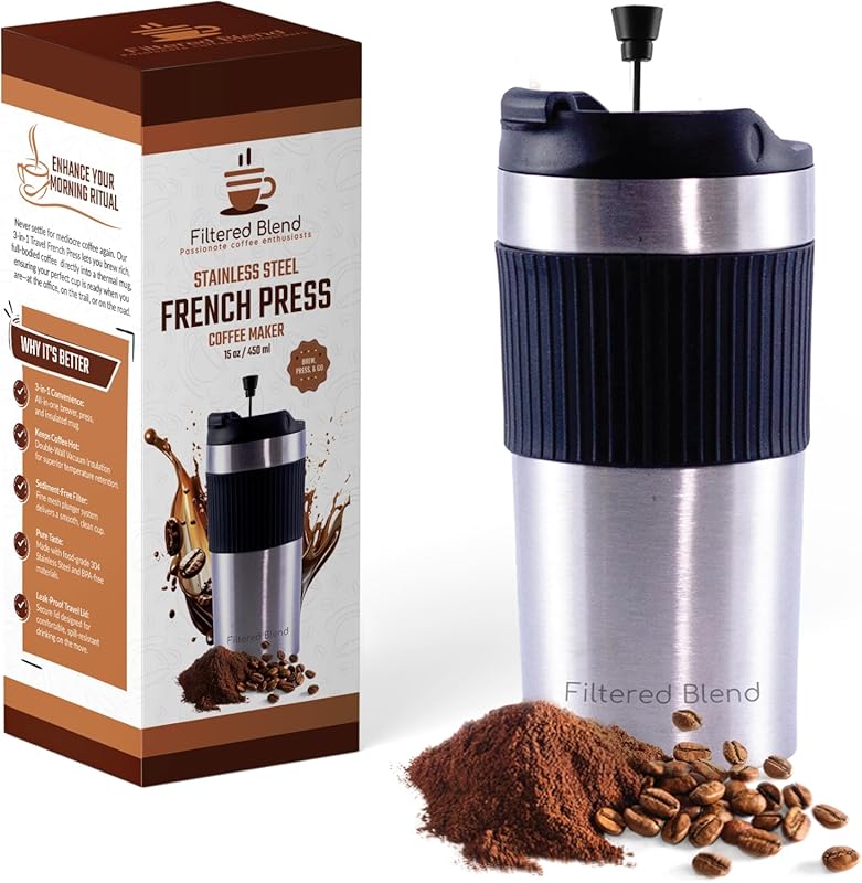 15oz Double Wall Stainless Steel French Press Coffee and Tea Maker, Le