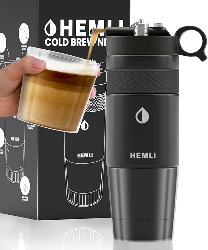 Nitro Cold Brew Coffee Maker with 12 oz Ceramic-Lined Tritan Cup, Pres