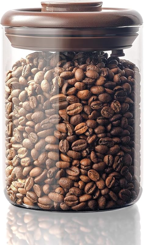 Glass 10oz Airtight Coffee Bean Jar with Pop Top Lid and CO2 Valve for