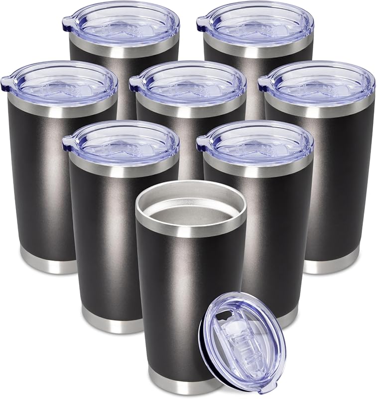 8-Pack 20 oz Stainless Steel Double Wall Vacuum Insulated Coffee Trave