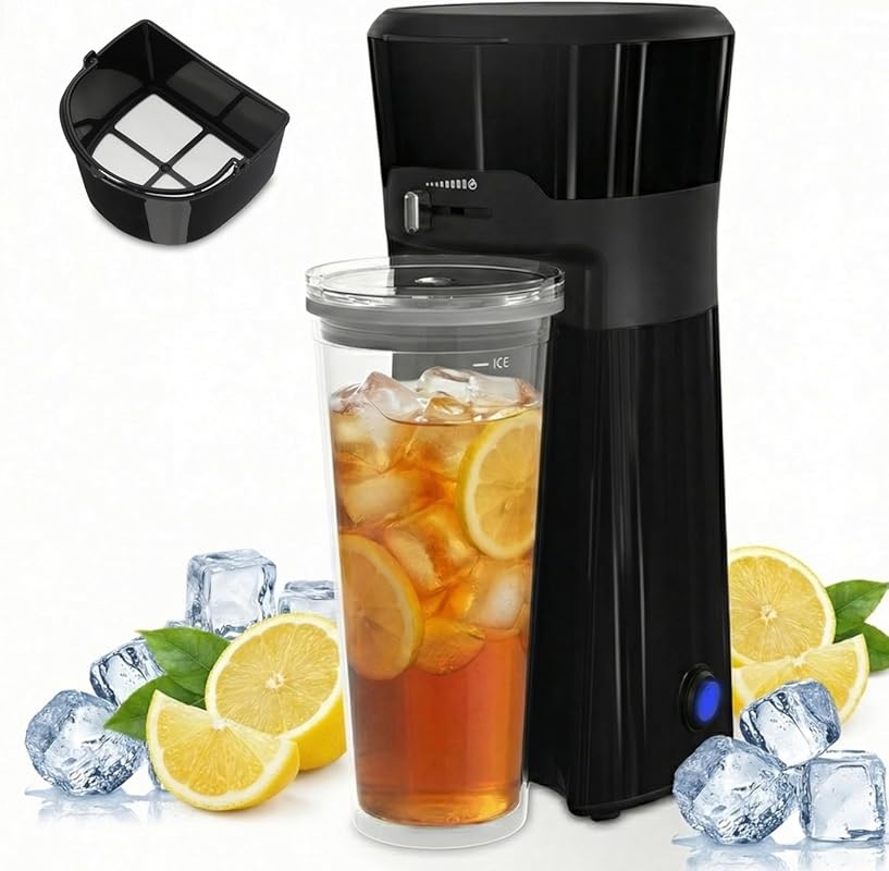 SUNVIVI 20 Oz Iced Tea and Cold Brew Coffee Maker with Reusable Filter