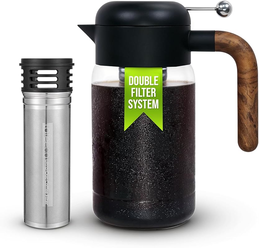 LAFEECA 51oz Cold Brew Coffee Maker with Airtight Lid, Stainless Dual