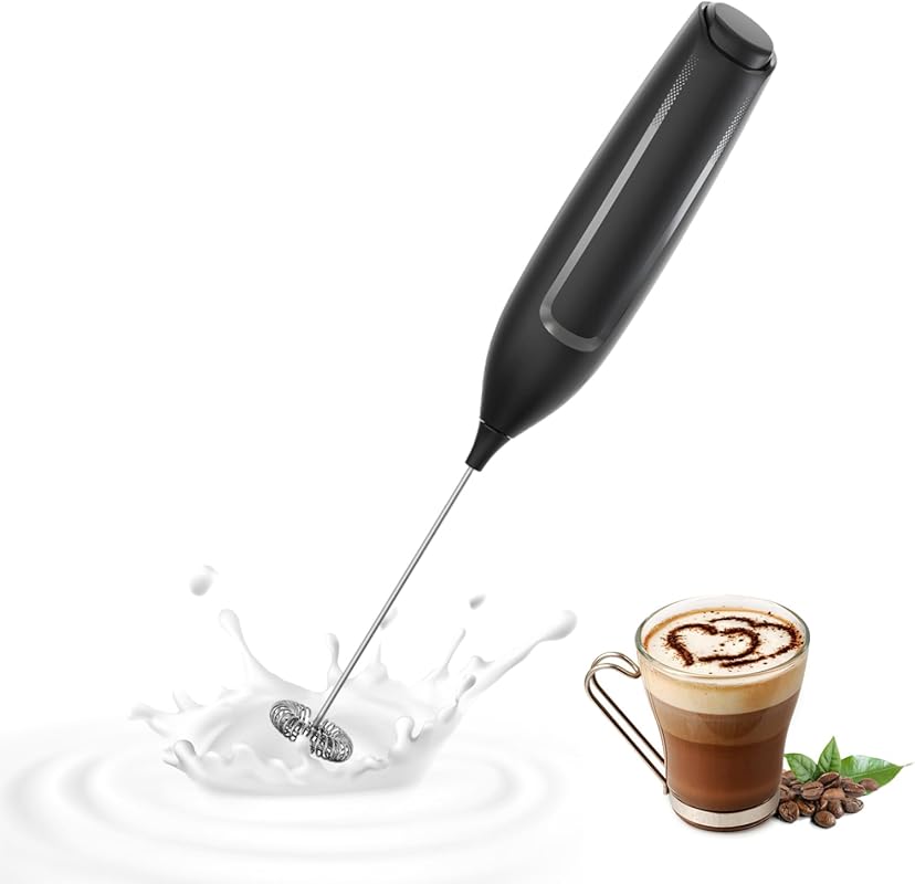 Handheld Battery Operated Milk Frother with Stainless Steel Whisk, Ele