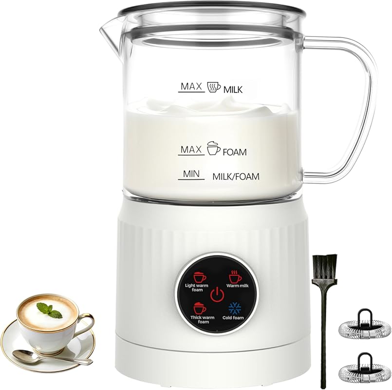 4-in-1 Electric Milk Frother with LED Touch Screen, Ceramic Bottom, 13