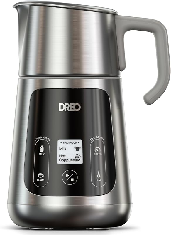 DREO All-in-1 BaristaMaker 15oz Electric Milk Frother with 30 Drink Mo