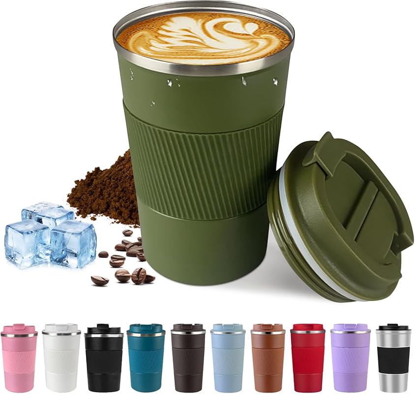Vacuum-Insulated Stainless Steel 17oz Travel Coffee Mug, Leak-Proof Re