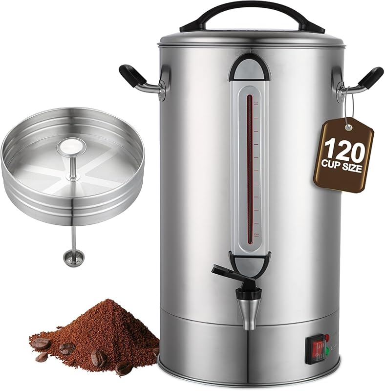 Commercial 120 Cup Stainless Steel Coffee Urn with Double Wall Insulat