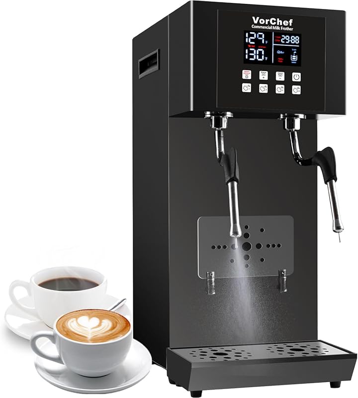 Commercial 2-Wand Automatic Steam Milk Frother 2200W with LED Display