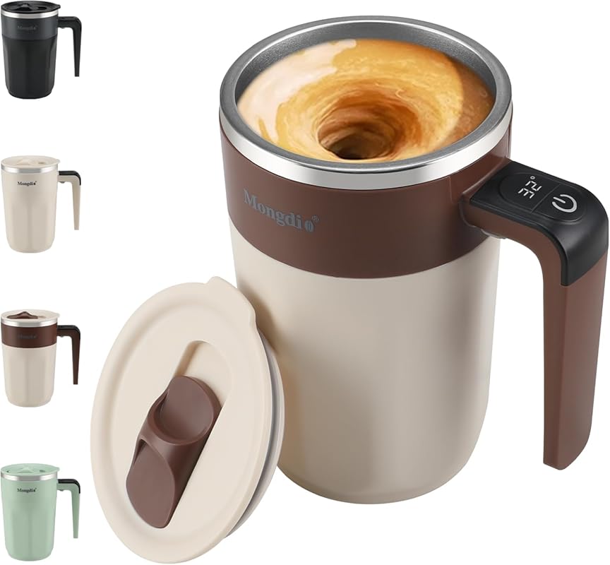Mongdio Rechargeable Self Stirring Coffee Mug with Temperature Display
