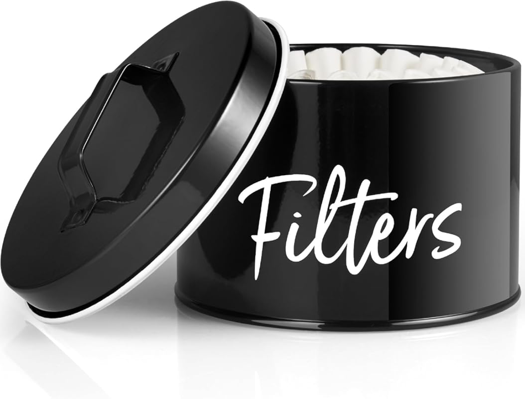 DRASTAR Black Coffee Filter Holder with Lid, Storage Basket Container