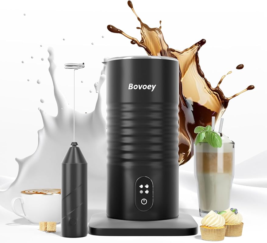 4-in-1 Electric Milk Frother and Steamer Bundle with Automatic Cold Fo
