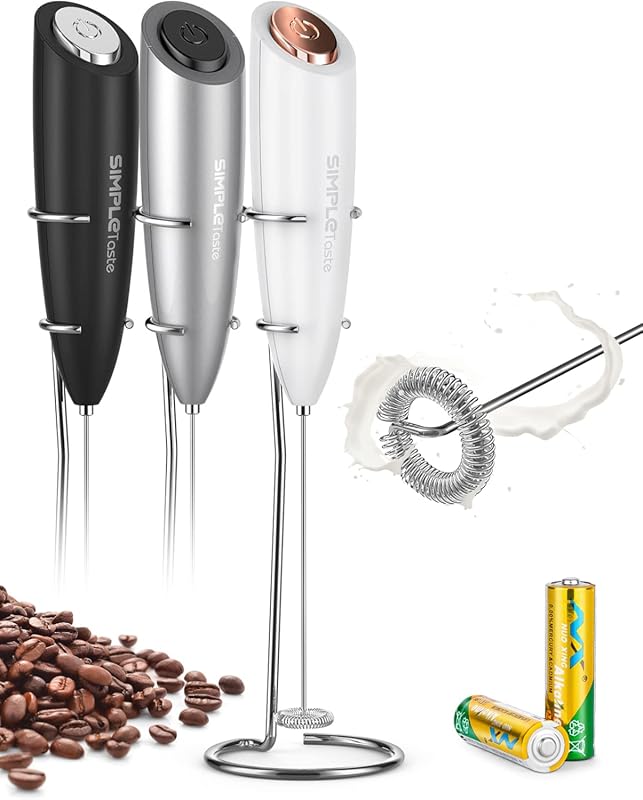 SIMPLETaste Battery Operated Handheld Milk Frother with Stainless Stee