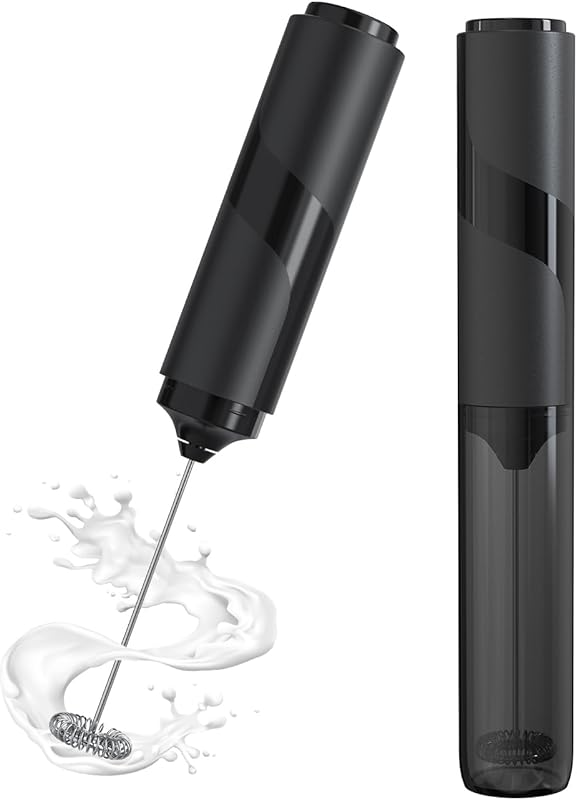 Battery Operated Electric Milk Frother with Cover, Whisk and Drink Mix