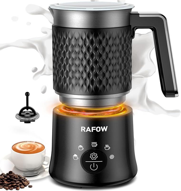 5-in-1 Electric Milk Frother and Steamer with 11.8oz Capacity, Dishwas