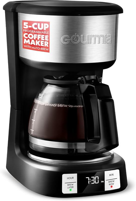 Gourmia 5-Cup Drip Coffee Maker with One-Touch Brew, Pause & Serve, 4-