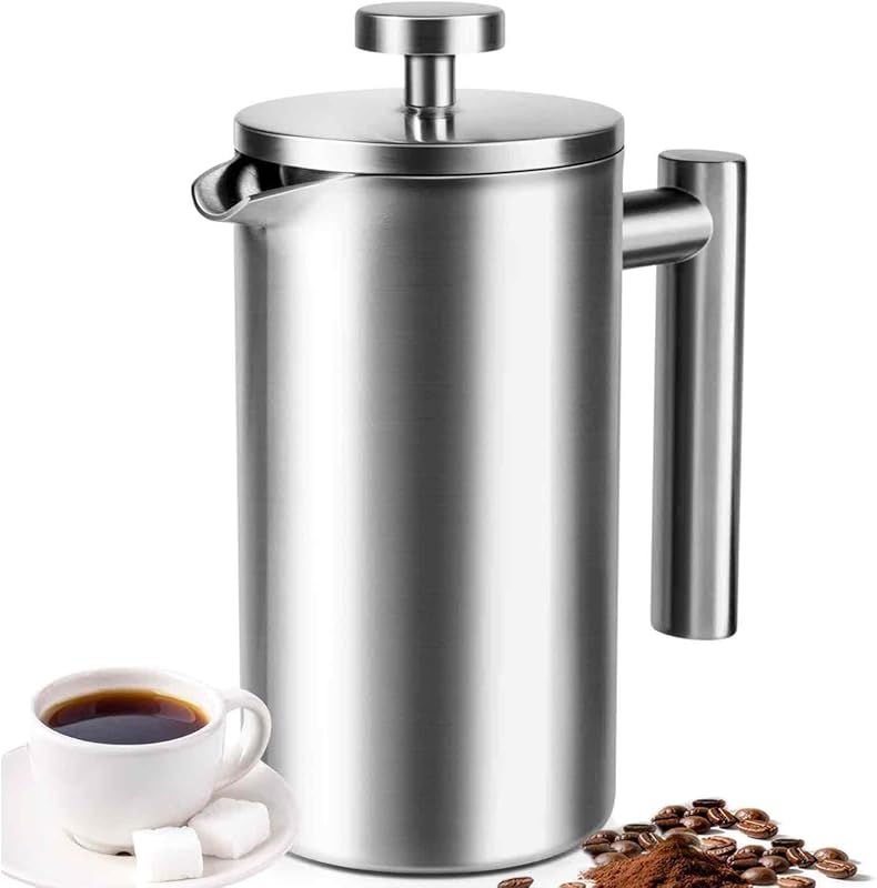 34oz Full Stainless Steel French Press Coffee Maker with Double-Walled