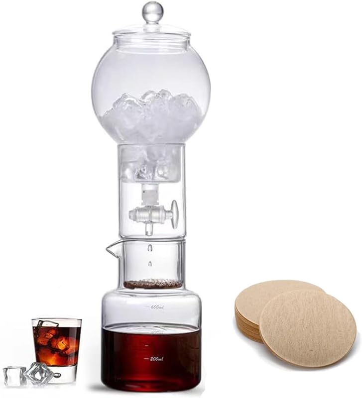 20oz Borosilicate Glass Ice Drip Coffee Maker Tower, Slow Drip Cold Br