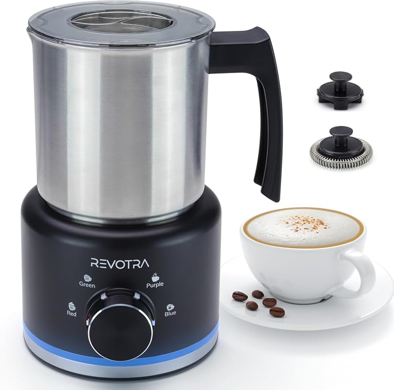 500ml 4-in-1 Electric Milk Frother with Dial Control, LED Indicator, S