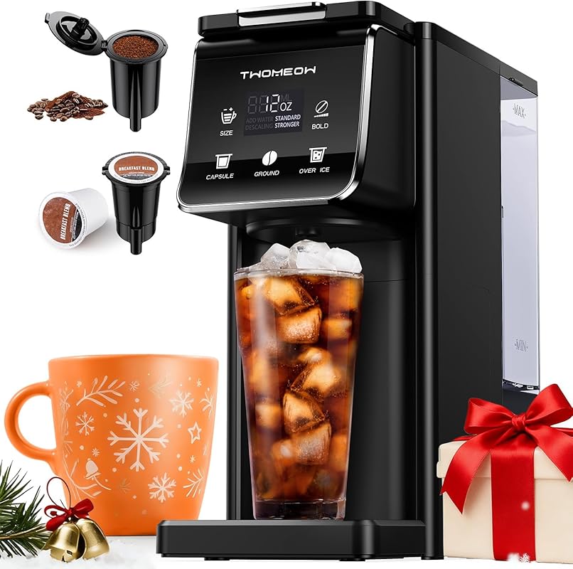 Hot & Iced Single Serve Coffee Maker with Bold Setting, 52oz Removable