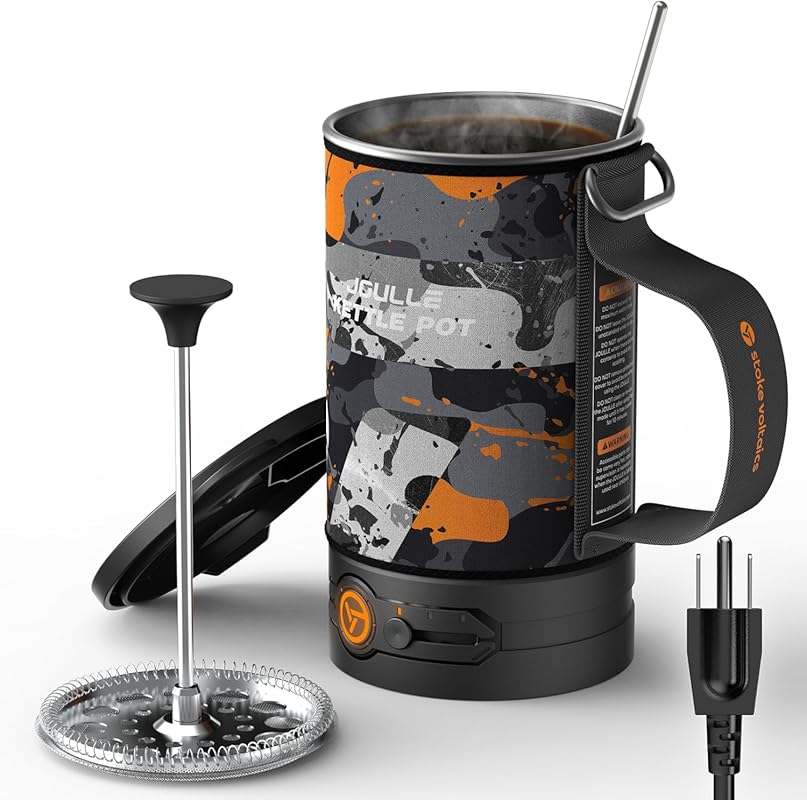Portable Electric French Press Coffee Maker 2-in-1 Boil & Brew, 120V,
