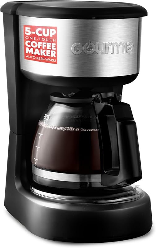 Gourmia 5-Cup Coffee Maker with One-Touch Brew, Pause & Serve, Automat