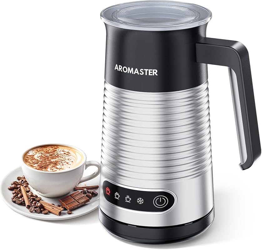 AROMASTER 4-in-1 Electric Milk Frother and Steamer for Coffee, Lattes,