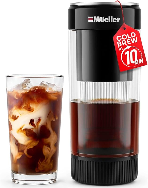Mueller RapidBrew Portable Cold Brew Coffee Maker, 10-Min Fast Brew, R