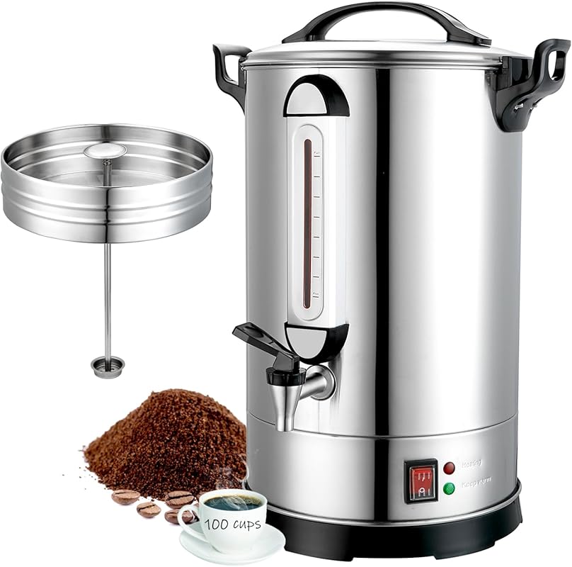 Industrial Commercial 100 Cup Coffee Urn 1300W Stainless Steel Double 