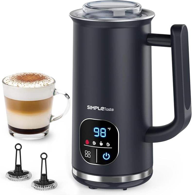 SIMPLETASTE 4-in-1 Electric Milk Steamer with LED Touch Screen, Automa