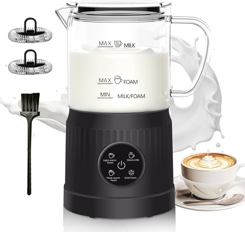 4-in-1 Electric Milk Frother with LED Touch Screen, Non-Stick 13.52oz