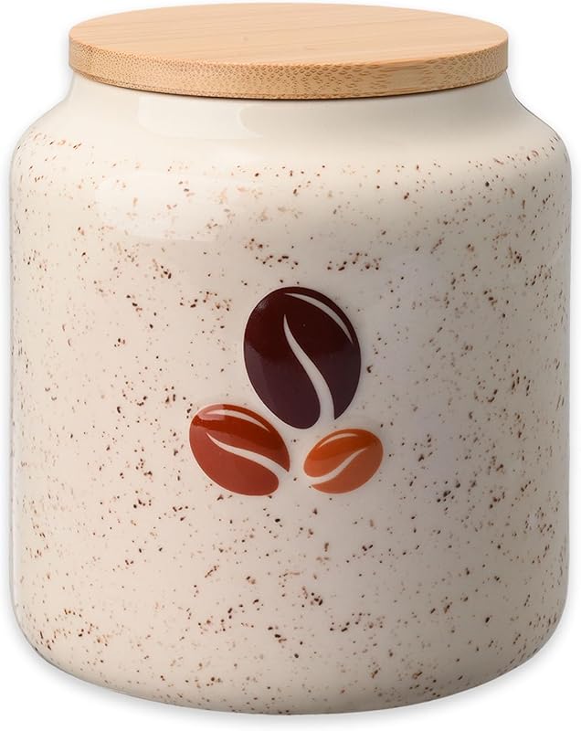 Miicol 20 fl.oz Round Ceramic Coffee Canister with Airtight Lid, Kitch