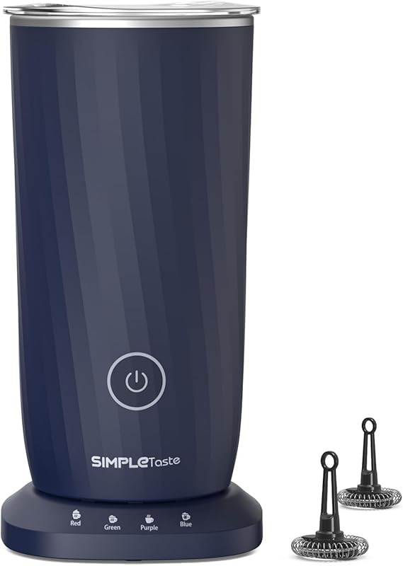SIMPLETASTE 4-in-1 Electric Milk Frother and Steamer in Dark Blue with