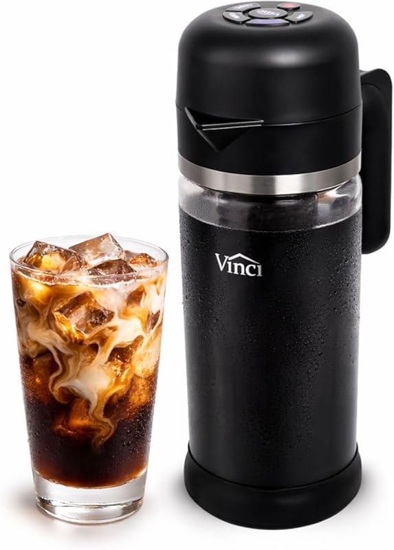 VINCI Express Electric Cold Brew Coffee Maker with Glass Carafe, 3 Bre