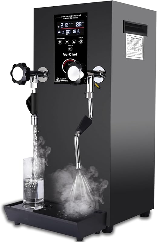 Upgraded 2500W Commercial Automatic Steam Milk Frother with LED Displa