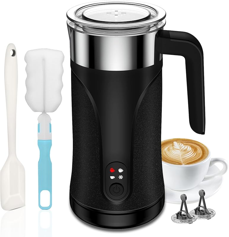 4-in-1 Electric Milk Frother and Steamer with 300ml Capacity for Hot a