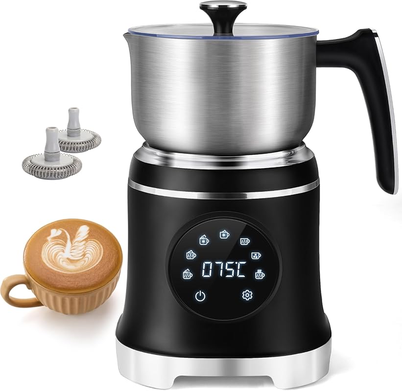 7-IN-1 Milk Frother and Steamer with 20.3 OZ Capacity, Temperature Con