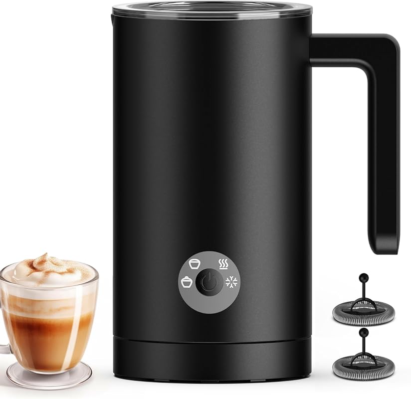 Electric 4-in-1 Milk Frother and Steamer with Quiet One-Touch Operatio