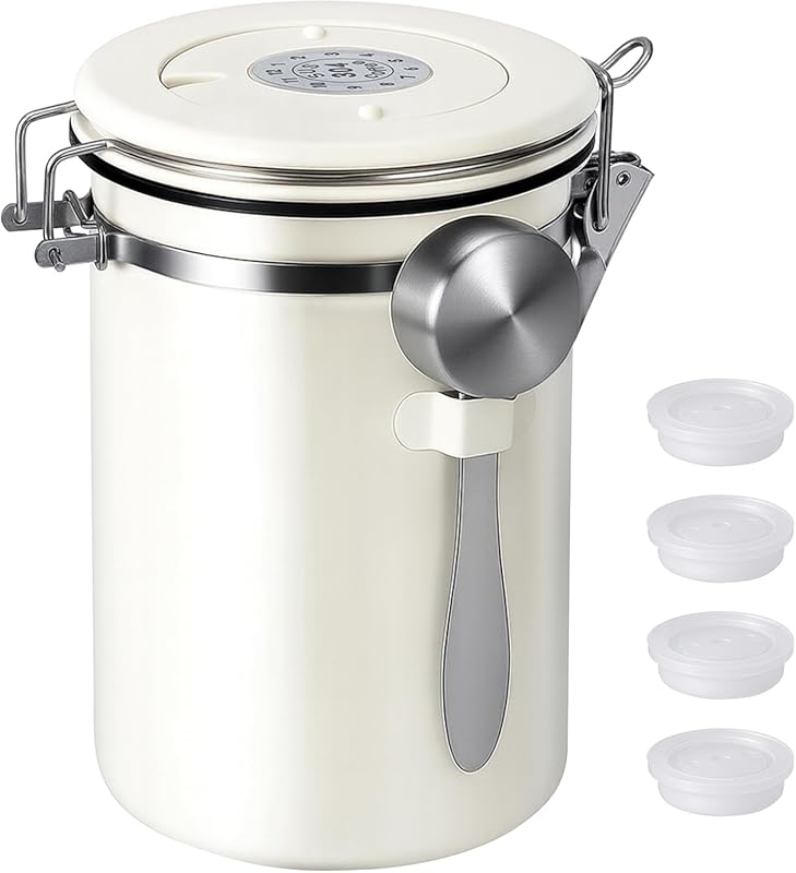 Kirecoo 22oz Stainless Steel Airtight Coffee Canister with Date Tracke