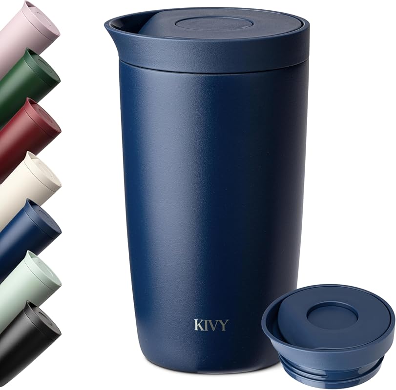 KIVY 12oz Insulated Stainless Steel Travel Coffee Mug, Leak-Proof, Dis