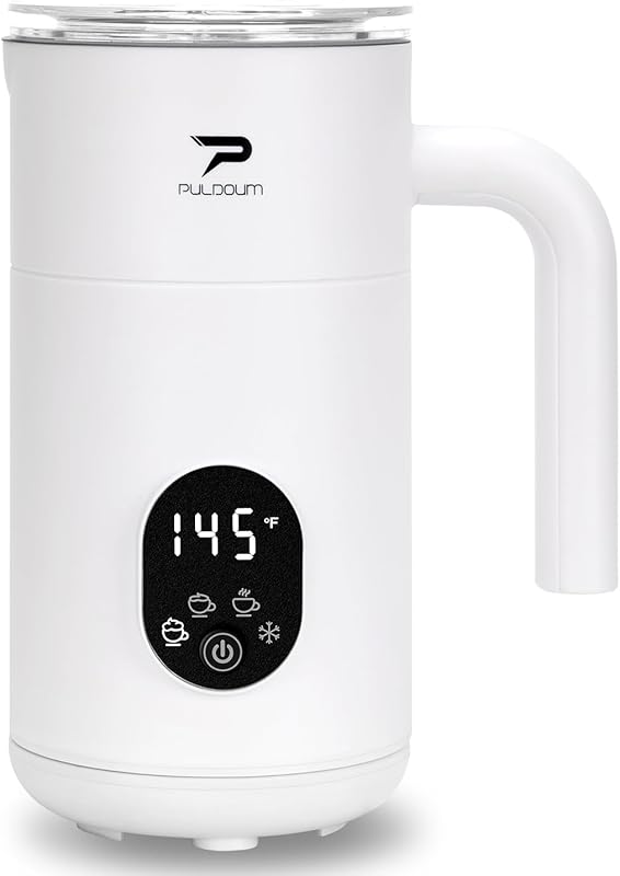 4-in-1 Electric Milk Frother and Steamer, 350ml Warm & Cold Foam Maker