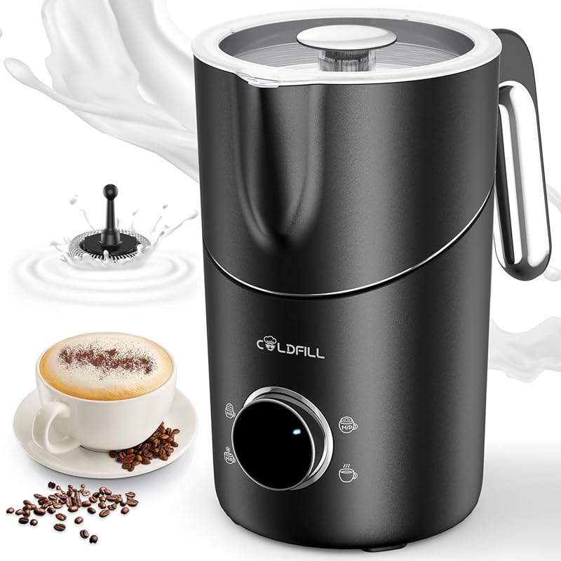 8-in-1 Large Capacity 400ml Electric Milk Frother and Steamer with Det