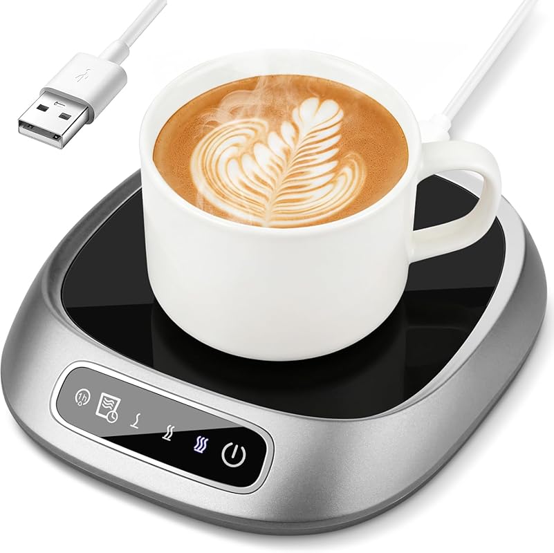 USB Coffee Mug Warmer with 3-Temp Touch Control, 10W Fast Heating, and