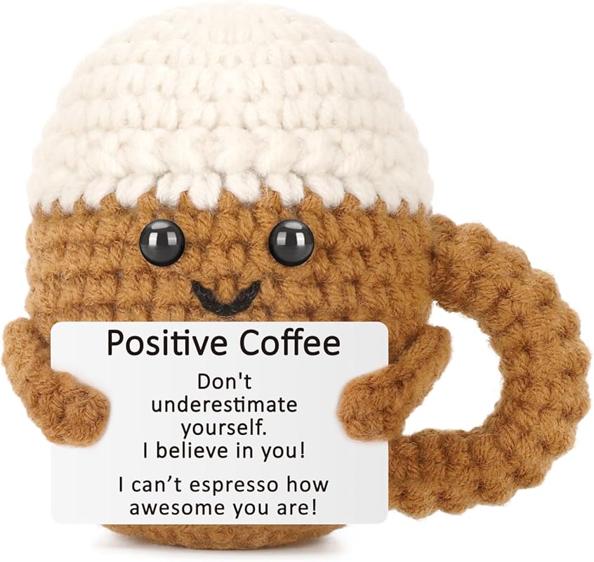 Xinezaa Crochet Coffee Cup Desk Decor Farewell Gift for Coworkers, Ret