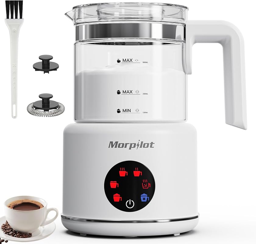 Large Electric Milk Frother and Steamer with 16.9oz Capacity, 6 Functi